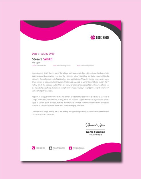 Modern vector letterhead design for a professional brand identity