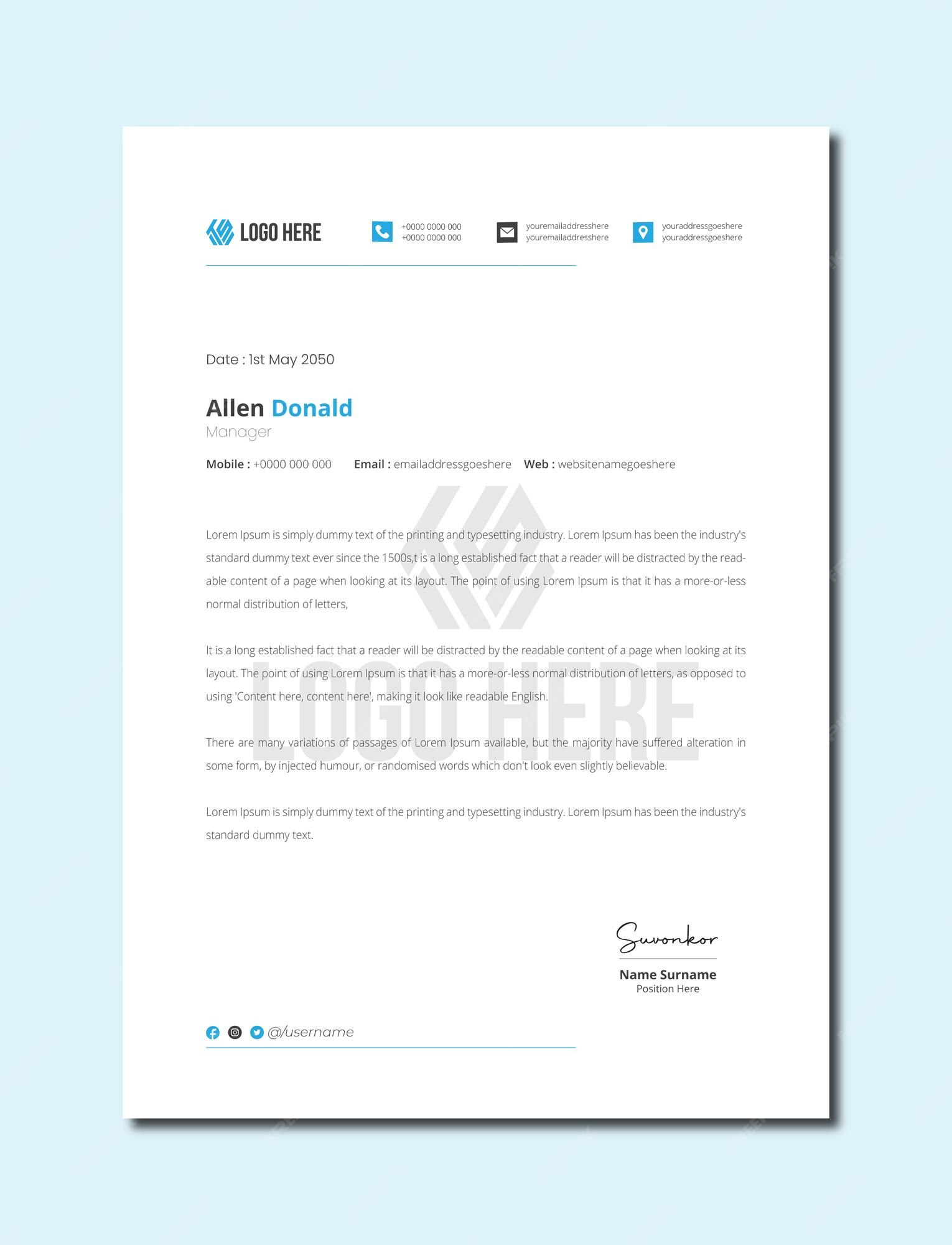 Premium Vector | Modern vector letterhead design for a professional