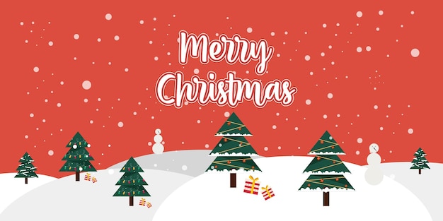 Modern Vector Merry Christmas Web Banners Red Background