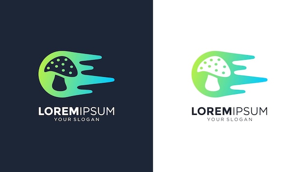 modern vector mushroom with fast logo