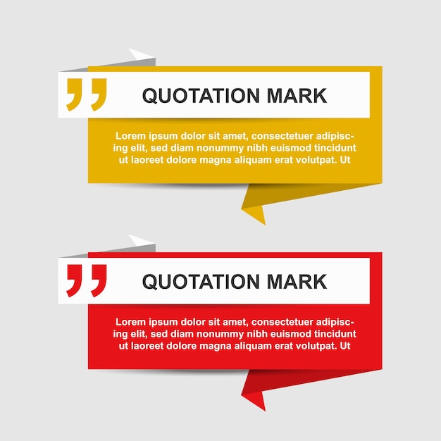 modern vector quotation marks red and yellow color art design