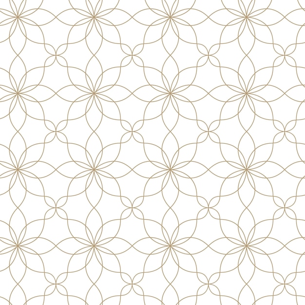 モダンなベクトルのシームレスなイラスト白い背景の上の線形の金のパターン壁紙の背景を印刷するチラシの装飾的なパターン