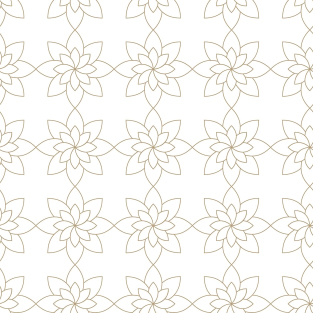 Modern vector seamless illustration Linear gold pattern on a white background Ornamental pattern for leaflets printing wallpaper backgrounds