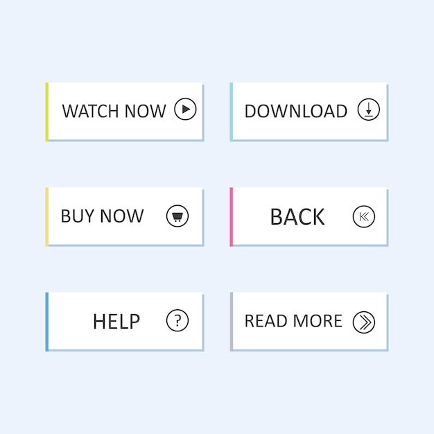 Современный векторный набор модных плоских кнопок для веб-дизайна и интерфейса