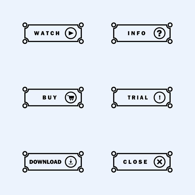 Vector modern vector set of trendy flat buttons icons for web design and interface