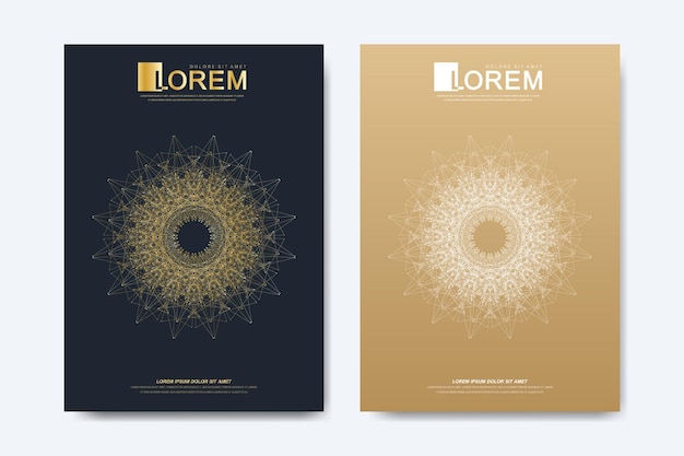 Modern vector template for brochure, Leaflet, flyer, advert, cover, magazine or annual report. Islamic design book layout. Abstract golden presentation Arab Emirates Dubai cover templates. A4 size.