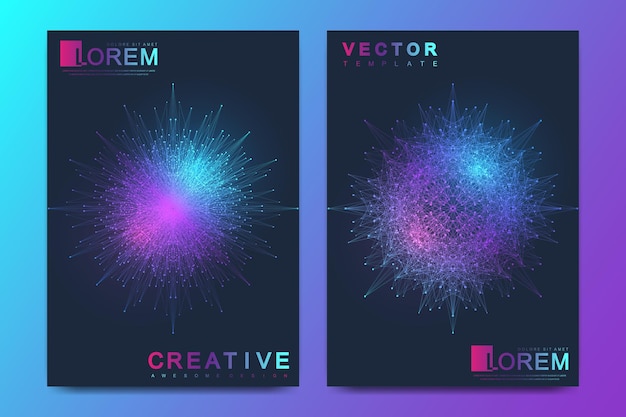 Modern vector template for brochure Leaflet flyer cover banner magazine or annual report. A4 size. Business, science, medicine, technology design book layout. Abstract presentation with mandala.