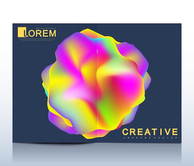 Modello moderno di vettore per il catalogo della copertina del volantino dell'opuscolo in formato a4 forme 3d fluide astratte vettore sfondi di colori liquidi alla moda illustrazione della composizione grafica fluida colorata
