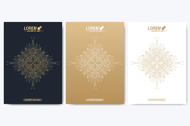 Modern vector template for brochure leaflet flyer cover catalog magazine or annual report in A4 size Business science and technology design book layout Presentation with golden mandala