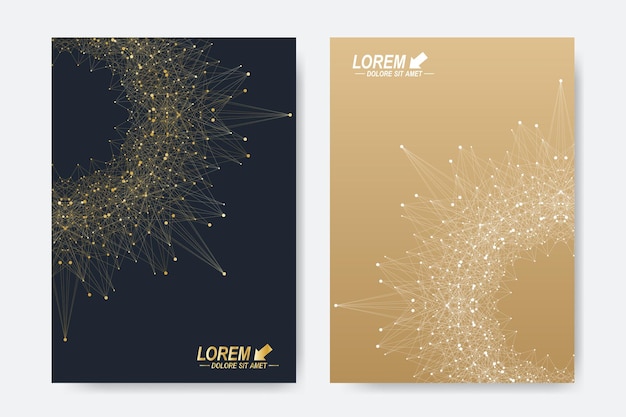 Modern vector template for brochure Leaflet flyer cover magazine or annual report Business science medicine and technology design book layout Abstract presentation with golden mandala