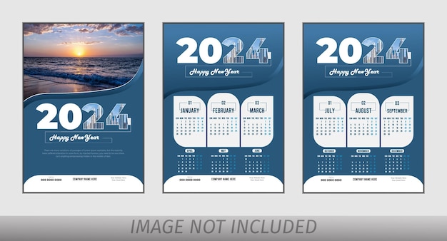 Современный векторный дизайн настенного календаря 2024