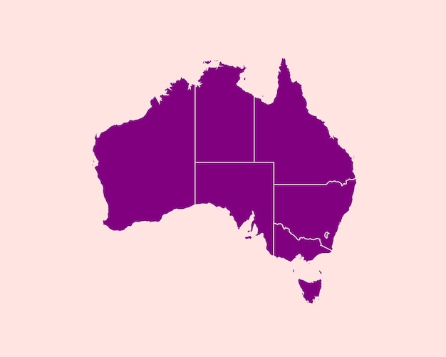 Velluto moderno colore viola alta mappa dettagliata del confine dell'australia isolato su sfondo rosa