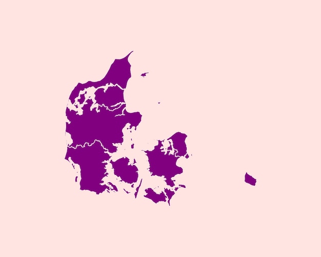 Vector modern velvet violet color high detailed border map of denmark isolated on purple