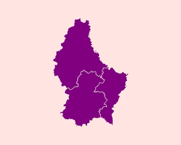 Velluto moderno colore viola alta mappa dettagliata del confine del lussemburgo isolato su pink