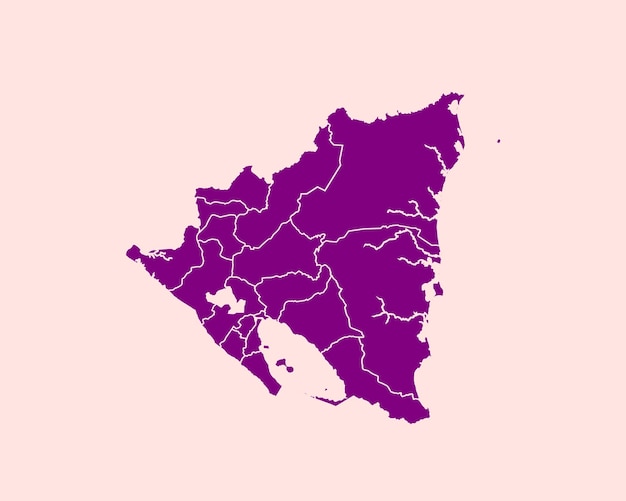 Vector modern velvet violet color high detailed border map of nicaragua isolated on pink