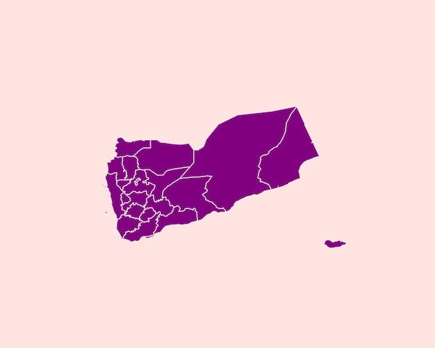 Modern velvet violet color high detailed border map of yemen isolated on purple