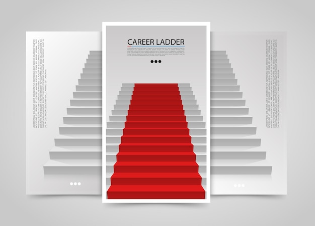 Modern vertical banners, Podium with red carpet, Red stairs background, Vector illustration