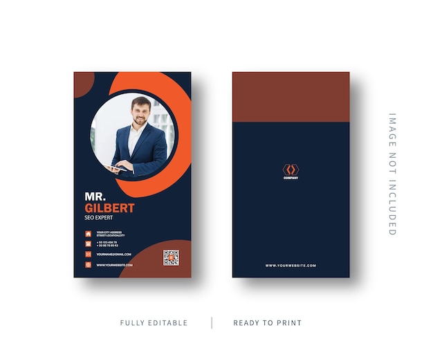 Modern vertical business card design ,ready to print