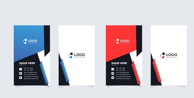 Vector modern vertical double-sided business card template. stationery design