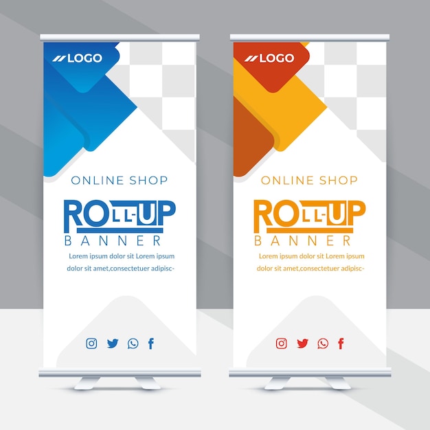 Modern vertical double site Roll Up Banner Design Template