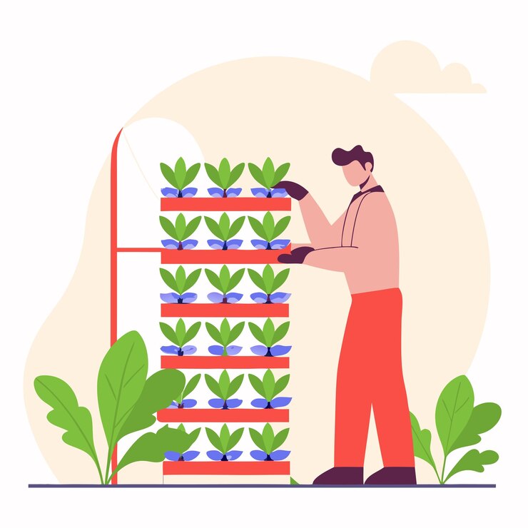 Vector modern vertical farming system illustration