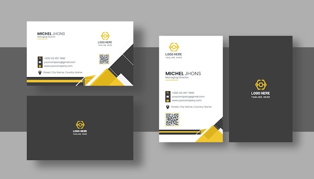 Modern vertical visit card design yellow