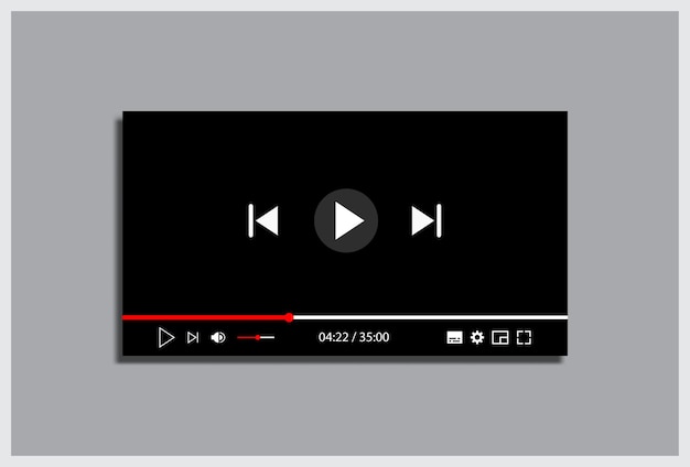 Vettore modello di progettazione moderno del lettore video per applicazioni web e mobili in stile piatto vettoriale