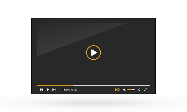 Современный интерфейс видеоплеера с темной темой и оранжевым акцентом