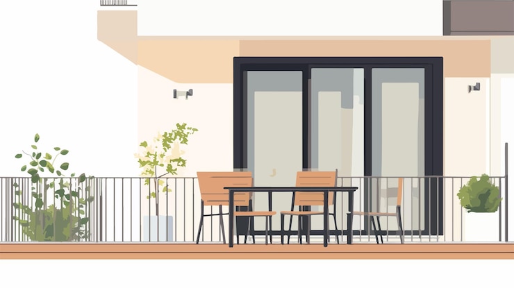 Vector modern villa backyard exterior view showcase luxury architecture design