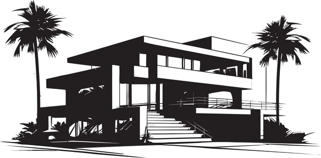 Vettore moderno villa design framework struttura emblematica in vettor icon villa struttura design contempora