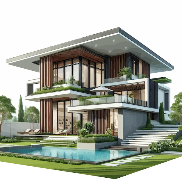 Vector modern villa