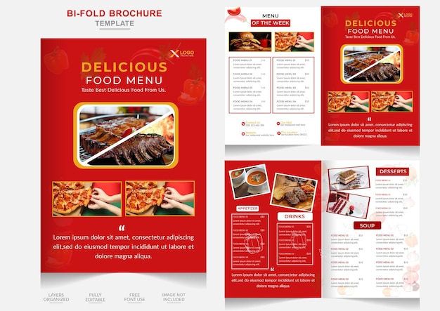 Современное винтажное двойное меню еды шаблон векторного флаера ресторана шаблон дизайна брошюры быстрого питания
