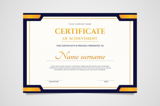 Modern vintage certificaat van prestatie-sjabloonontwerp