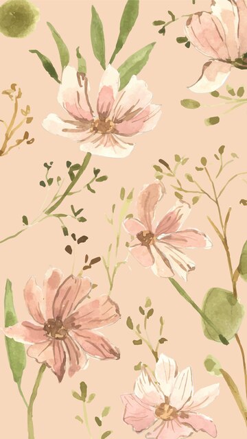 Premium Vector | Modern vintage pink daisy watercolor phone wallpaper