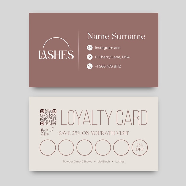 Vector modern visit card and loyalty card for beauty salon