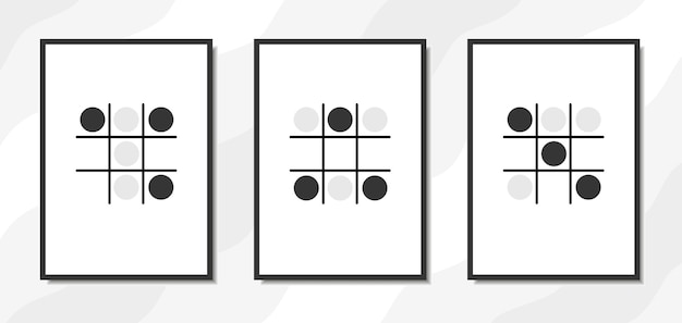 Vector modern wall art posters of geometric shapes in black and white color win lose and draw concept