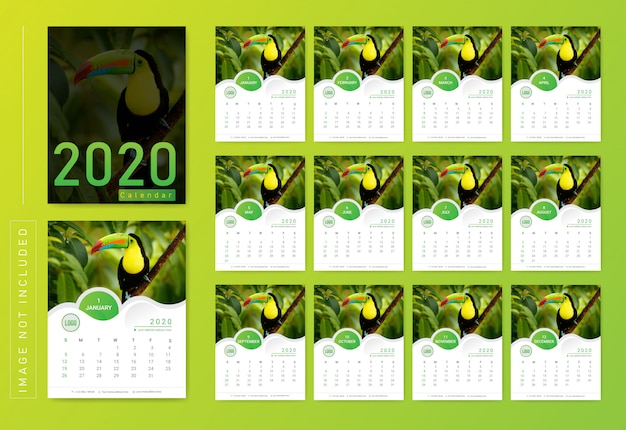 Vector modern wall calendar 2020