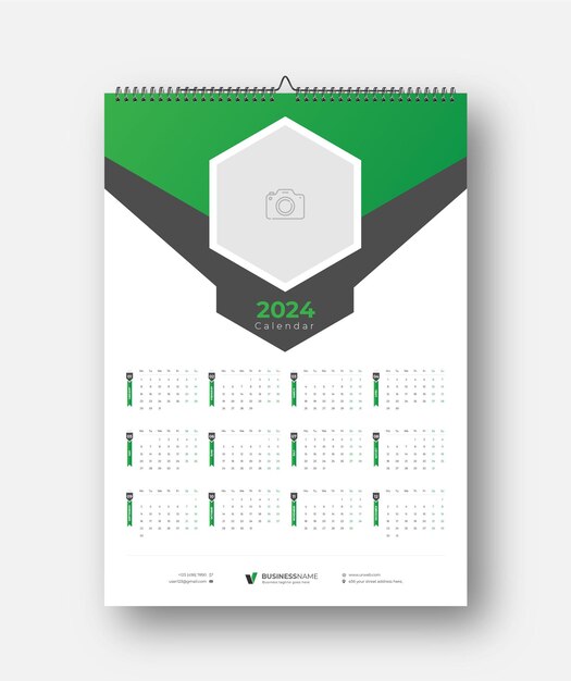 Vector modern wall calendar 2024 template design