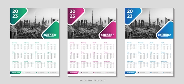 Вектор Современный шаблон дизайна настенного календаря на новый 2023 год