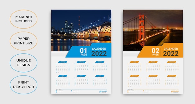 Modern wall calendar template design