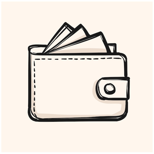 Premium Vector  Wallet icon in doodle sketch lines. money case