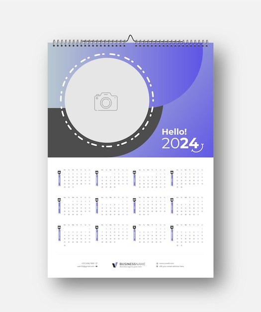 Modern wandkalender 2024 sjabloonontwerp