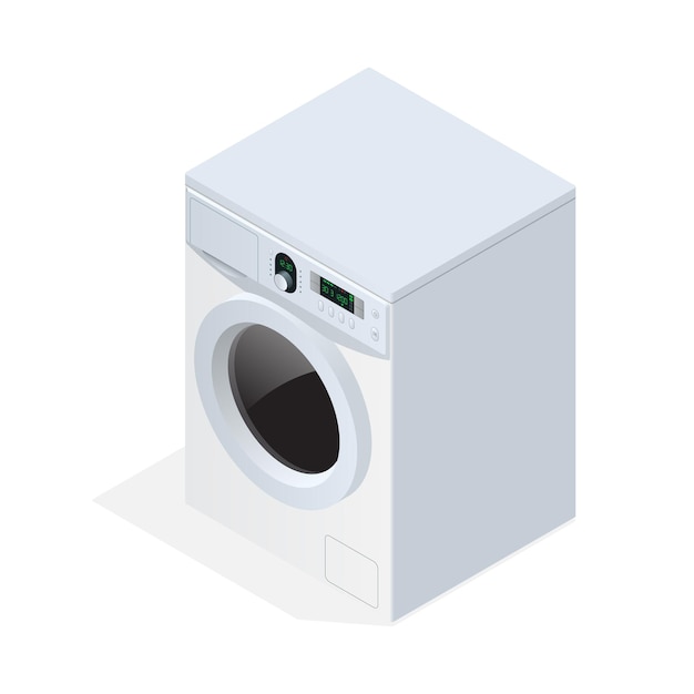 Modern washing machine isolated on white background. Flat 3d vector isometric illustration