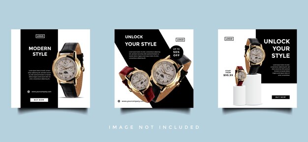 Modern watch social media feed post design collection