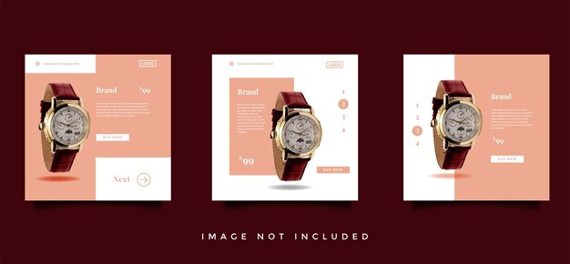 Collezione di design post per feed di social media di orologi moderni