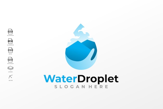 Modern Water Droplet Environment Logo Design Template Vector