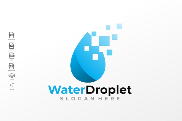 Modern Water Droplet Environment Logo Design Template Vector