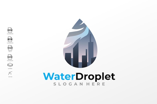 Modern Water Droplet Environment Logo Design Template Vector