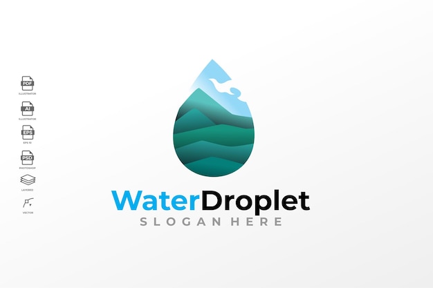 Modern Water Droplet Environment Logo Design Template Vector