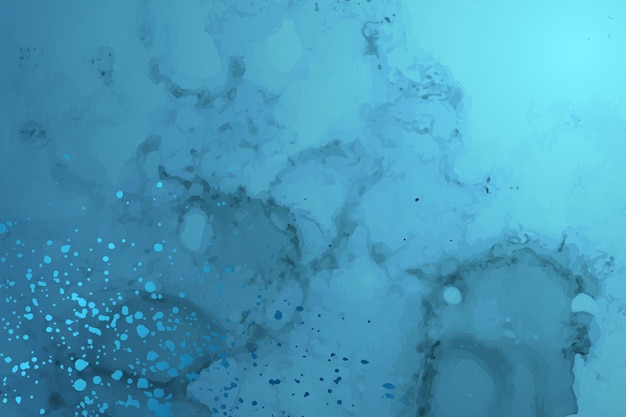 Vector modern watercolor background with abstract blue ink stains and splashes